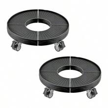 Trash Can Dolly With 4 Lockable Wheels, 440lbs Weight Capacity, 2 Packs Round Trash Can Roller Base, 15-22.8 In Adjustable, Heavy Duty Plant Caddy, Multi-Functional Rolling Dolly Cart, Black - Default - View 3