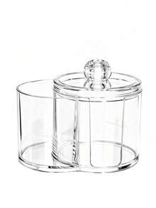 2-In-1 Rhinestone Plastic Storage Box, Desktop Makeup Organizer With Dual Round Compartments, Transparent Cosmetic Storage Box With Double Grid Design - Modern Vanity Storage Box With Lid, Bathroom Sink Organizer, Suitable For Makeup Brushes, Lipsticks, Beauty Tools - Multicolor - View 8