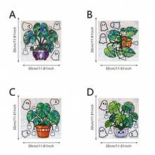 1/4pcs Holographic Monstera Ghost Static Window Clings Rainbow Prism Plant Ghost Decals Removable PVC Halloween Glass Stickers For Home Party Window Decor Gift - Multicolor - View 13