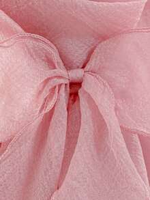 Baby Girls Spaghetti Strap Ruched Bow Starry Tulle Cute Birthday Princess Dress, Suitable For Party, Wedding Flower Girl, Vacation, Without Headband - Dusty Pink - View 10