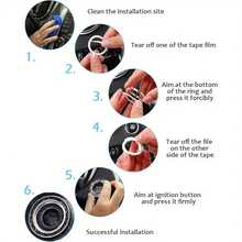 1 pieza de anillo decorativo para botón de arranque de un solo toque para coche, anillo de encendido de cristal con incrustaciones de diamantes de imitación de doble hilera, adhesivo para el interior del coche - A - Ver 6