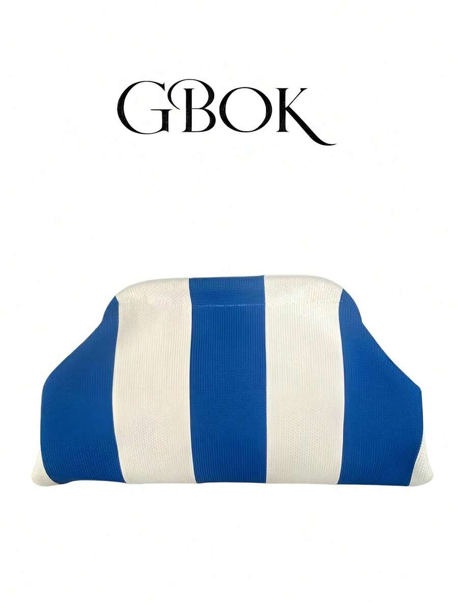 Bolso de embrague con estampado retro de parches y rayas, estilo clásico de vacaciones