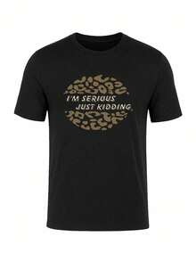 Men Minimalist Graphic Print T-Shirt Cotton Crew Neck Tee - 黑色 - 查看 1