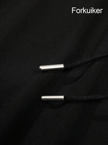 Men's Black Wide Leg Sweatpants With Contrast White Side Stripes, Elastic Drawstring Waist, Loose Casual Streetwear Style - Black - View 2