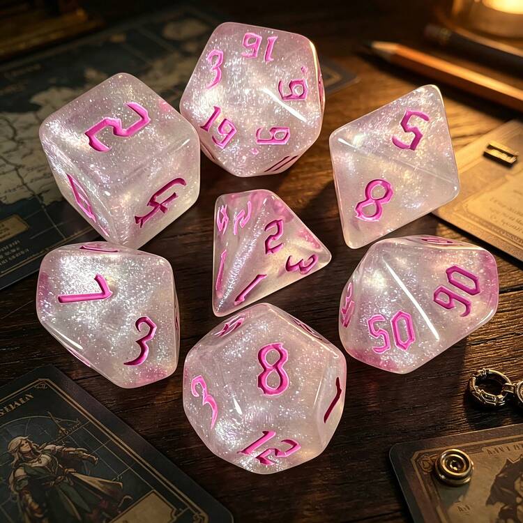 7件組彩色星系主題多面骰子，適用於D&D RPG桌上遊戲與角色扮演龍桌上遊戲，多款骰子 - 彩色 - 查看 14