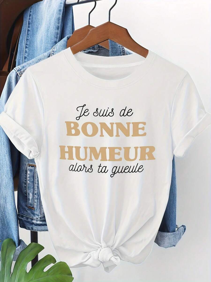 Summer Festival Retro-Buchstabendruck Oversized Plus Size Baumwoll-T-Shirt für Damen, perfekt für Juli Outdoor-Konzerte, Feuerwerke, BBQ, tägliche Streetwear, Topbruno Mars Konzert-Outfit, T-Shirts, Damen BKAB - Weiss - Übersicht 1