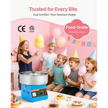 Cotton Candy Machine Commercial, 1000W Electric Candy Floss Maker, Easy Use With 15 Inch Stainless Steel Bowl And Sugar Scoop, Makes Hard Candy For Home Kids Birthday, Family Party, Blue - US A Type Plug(110-127V) - View 4