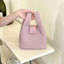 客製化刺繡迷你絎縫托特包，柔軟加厚手提小包，適合收納口紅、耳機、鑰匙，旅行與日常收納，送給女孩的可愛禮物 - 彩色 - 查看 9