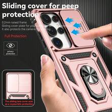 Military Grade Anti-Drop Push-Window Lens Protection Phone Case Ring Holder Full Coverage Thick Protective Cover + Lanyard Phone Case/Compatible With Apple 17PROMAX/16promax/15promax/14promax/13promax/12promax/11promax/XSMAX/7/8PLUS/Compatible With Samsung S26/2524321u Phone Case Compatible With Xiaomi Compatible With Honor Compatible With Huawei Suitable For Moto - Pink - View 3