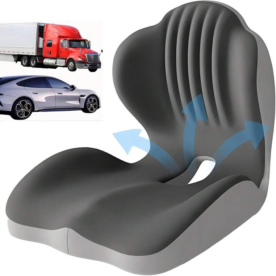1pc Ergonomic Memory Foam Lumbar Support Cushion, L-Shaped Seat Pad With Waist Support Design, Suitable For Car, Truck Driver, Office Chair, Gaming Chair, Provides Comfortable Support For Long-Term Sitting, Back To School Essential - D - View 1