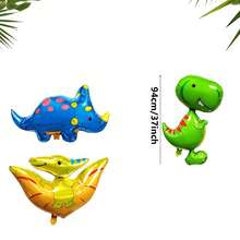 3pcs Large Q-Version Dinosaur Cartoon Foil Balloon Set, Suitable For Jurassic Theme Party Decoration - View 3