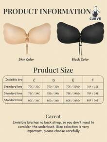 1/2 piezas Sostén adhesivo invisible de talla grande. Sin aros, sin tirantes, espalda descubierta y escote profundo en V. Elevador con cordón y realzador de escote. Transpirable para uso diario. - Multicolor - Ver 12