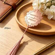 Personalized Acrylic Bookmarks With Tassels - Customized Engraved Elegant Round Bookmarks, Gold And Silver Mirror Acrylic, Suitable For Wedding Favors, Bridal Shower, Anniversary And Book Lovers' Decorative Bookmarks - Multicolor - View 7