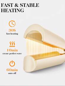 HYUNDAI Electric Egg Curling Iron, Ceramic Curling Wand, 3 Heat Settings, Portable Heating Curling Iron - Beige - View 10