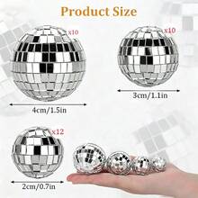 18/24/32pcs Disco Ball Set, Shiny Disco Ball, Reusable Disco Decoration Ball, Mini Disco Ball, Suitable For Cake Decoration, Party, Bar, Holiday Decoration (Silver) - A - View 10
