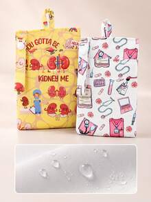 1pc Polyester 3-Layer Cartoon Print Pen Pouch With Pen Holder, Nurse Stationery Storage Bag, All Seasons,Bedroom Room Decor,Back To School - Multicolor - View 7