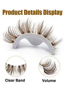 Sibeuna 6 Pairs Wet Glossy Brown Voluminous Dramatic False Eyelashes, Full Messy Charming Style, Transparent Band Reusable, Curly Thin Lash Extensions Makeup Tool - Comic wet eyelashes - View 3
