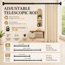 1 Juego de Barra de Cortina Telescópica Ajustable, Barra de Tensión sin Taladro, Adecuada para Cortinas Ligeras; El Estilo A es un Diseño de Barra de 2 Secciones, el Estilo Universal es un Diseño de Barra de 3 Secciones, Resistente y Estable, Adecuada para Ventanas, Puertas, Baños y Decoración del Hogar - Negro - Ver 8