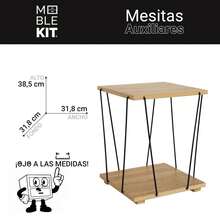 KIWI MOBLEKIT | Wooden And Metal Side Tables For Living Room Or Bedroom, Modern Functional Tables With Different Shapes And Heights, Fixed Or Folding Options For Home - 山毛櫸木邊桌,黑色,31.8x31.8x38.5厘米 - 查看 3