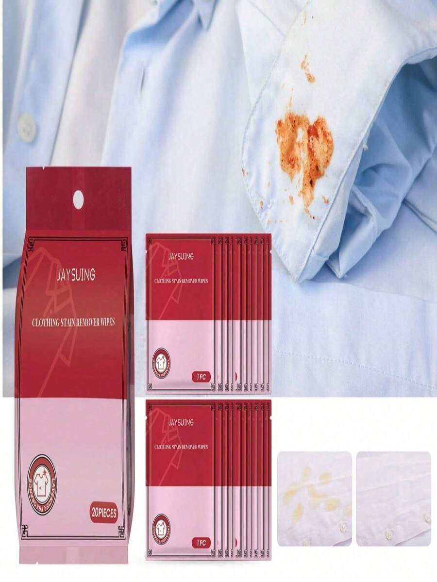 20/40/80pcs/Pack Portable Clothing Cleaning Wet Wipes, Quickly Removes Grease And Lipstick Stains, Gentle Deep Cleaning For Clothes And Shoes, Suitable For Outdoor Travel, Kitchen, Bathroom, Home Use, Essential Cleaning Supplies - 彩色 - 查看 1