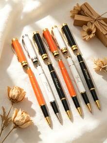 Metallic Texture Customizable Neutral Pen, Supports Personalized Name Text On Pen Body, Gilded Pen Clip For High-End Sophisticated Look, Smooth Writing Without Ink Interruption, Suitable For Business Office And Student Daily Writing, Corporate Gift, Holiday Souvenir Customization, Premium Quality And Versatile - Sets - View 3