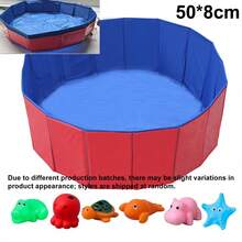 1 Peça Piscina Dobrável para Gatos com 6 Brinquedos de Piscina com Tema Oceânico que Apitam, Material de Silicone Macio, Essencial para Resfriamento de Gatos no Verão, Uso Interno/Externo, Sem Bateria Necessária, Piscina de Brinquedo Interativa em Formato de Peixe para Gatos - Multicolorido - Visão 11