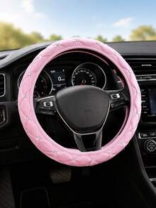 9pcs/4pcs Shiny Rhinestone Car Interior Accessories Set, Soft Leather Steering Wheel Cover, Gear Shift Cover, Handbrake Cover And Seat Belt Pad, Non-Slip Decorative Set, Suitable For Women, Universal For Sedan SUV Truck - Type a - View 13