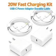 20W Compatible With Apple Fast Charger, 3.3ft/1m Type-C To Lightning Fast Charging Cable, USB C Travel Charging Adapter, Compatible With IPhone/IPod All Series, PD Fast Charging High Power Charger - White - View 1