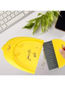 Small Broom And Dustpan Set, 1pc Dustpan And Brush Set, Cute Little Yellow Duck Mini Broom And Dustpan Set, Small Dustpan Mini Suitable For Desktop Debris, Keyboard And Pet Cage Cleaning - A - View 4