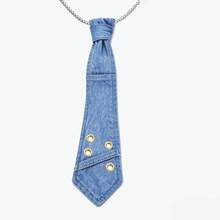 Dasi Kasual Serbaguna Unisex Berbahan Denim Patchwork Modis untuk Sekolah - Baby Blue - View 13