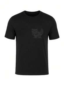 Men Abstract Art Print T-Shirt Soft Cotton Tee - 黑色 - 查看 1
