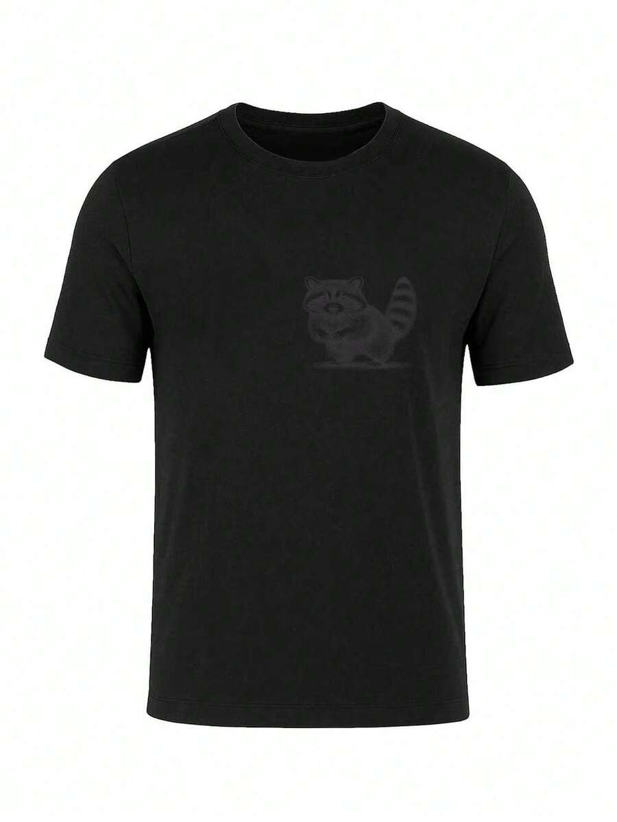 Men Abstract Art Print T-Shirt Soft Cotton Tee - 黑色 - 查看 1