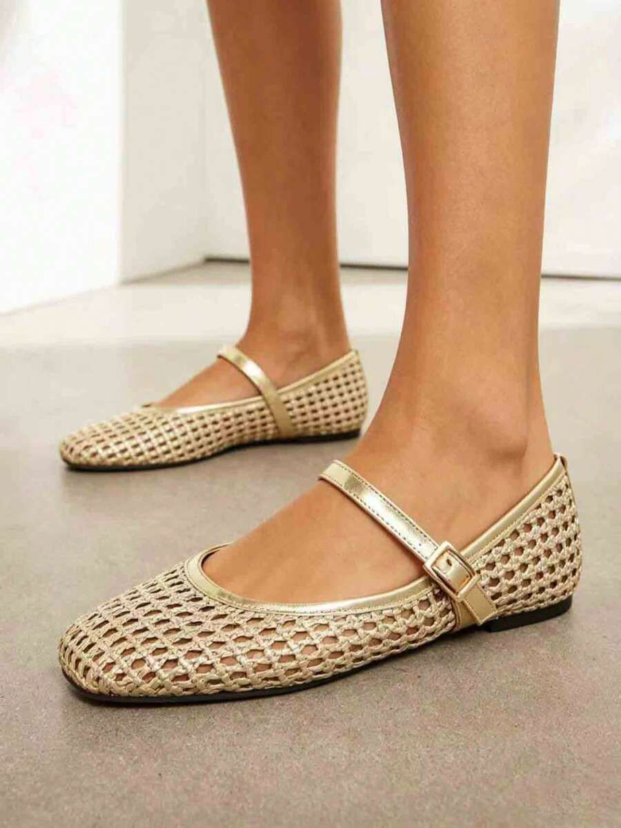 Women's Walking Shoes, Daily Versatile Commuting Walking Shoes, Urban Minimalist Elegant Women's Shoes, Gentle Elegant Suitable For Workplace, Shopping, Vacation And Travel, Highly Practical, Modern Minimalist Style, First Choice For Summer Daily High-Frequency Wear - Gold - View 1