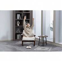 Sillón auxiliar de estilo moderno de mediados de siglo, mecedora con estructura de madera, sillón tapizado, silla de lectura para dormitorio y jardín de invierno. - Blanco - Ver 6