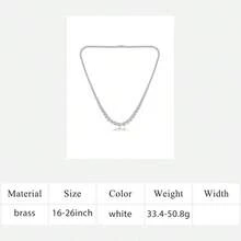 MDFUN 18K White Gold Plated Tennis Necklace, Inlaid With 3.0-6.0mm Round Cut Cubic Zirconia Simulated Diamonds, Unisex - White - View 15