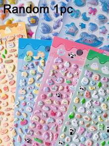 Cute 3D Embossed Ocean Shell & Starfish Crystal Resin Stickers, Suitable For Scrapbooking, Phone Case Decoration, Solid Color Stickers - Multicolor - View 9