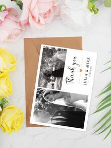 Customizable Wedding Photo & Text Greeting Card With Envelope - Customizable Photo & Message, Suitable For Wedding, Baptism, Birthday, Thank You Card And Any Other Occasion - Upload Your Own Image And Text To Create Elegant Celebration Greeting Cards - Multicolor - View 5