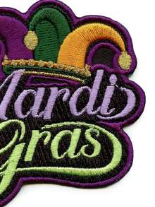 1pc/2pcs/3pcs/4pcs/7pcs Mardi Gras Script Patch Celebration Jester Hat Embroidered Iron-On - Multicolor - View 5