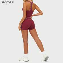 GIAFIRE 2026 新款女款 2 件式運動套裝,修身瑜伽背心,快乾高腰提臀收腹皮拉提跑步健身刷毛寬腿褲,戶外休閒舒適 - 紅色 - 查看 4