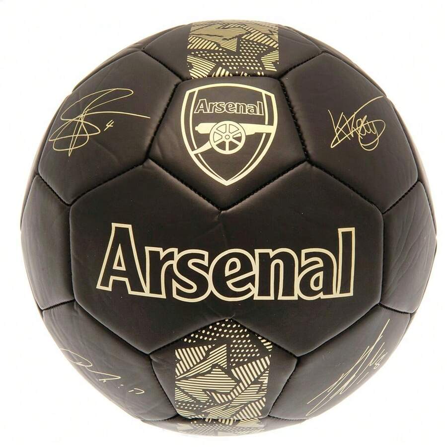 Arsenal FC Phantom Signature Football - Matt Black/Gold - View 1