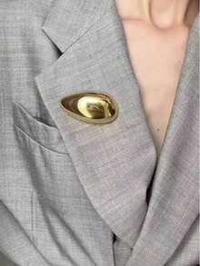 1 pièce Broche grande goutte d'eau géométrique exagérée en métal brillant or ou argent, broche grande élégante minimaliste pour femme, accessoire épingle de mode pour manteau et blazer cintré à la taille - Multicolore - Voir 3