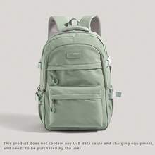 Large-Capacity Solid-Color Men's Backpack, Fashionable And Simple Travel Bag, Suitable For Casual Use, Japanese Style,Academic Style,Commuter Backpack - Green - View 12
