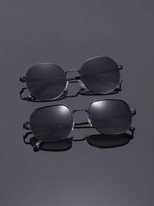 2 Paar geometrisches Metall Vollrahmen Design, modischer Herrenstil, Best Friend Stil Modebrille, geeignet für Damen Urlaubsoutfits, Straßenfotografie, Musikfestivals, Partys und andere Anlässe, Modeaccessoire, geeignet für alle Gesichtsformen - Verschiedenfarbig - Übersicht 6