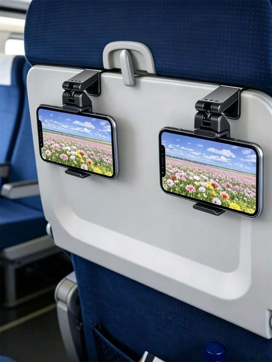 1 pieza Soporte para teléfono de avión - Soporte de viaje duradero con rotación de 360°, montaje para coche y escritorio, visualización manos libres, diseño de material resistente, regalo de Navidad ideal para entusiastas de la aviación y accesorios de viaje, accesorio de viaje en avión, entretenimiento a bordo - Multicolor - Ver 1