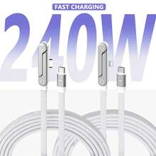 1pc 240W Fast Charging Cable With Stand, Say Goodbye To Wrist And Neck Discomfort! Built-In Foldable Stand, USB C-To-Type-C/Lightning Fast Charging Cable, Compatible With IPhone Series, Series And Other Android Devices, Suitable For Phone/Tablet/Laptop And Other Multiple Devices - 彩色 - 查看 1