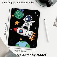 1件太空人火箭行星圖案翻蓋桌面平板保護殼，附筆槽，相容於 Honor 8/9/10/X8/X8A/X9/X8Pro/X9Pro/X9A/Matepad Pro/Matepad SE 11/Matepad 11/Apple 10th Gen/11 2025 (A16) 與 A9 及其他熱門機型 - 款式7 - 查看 2