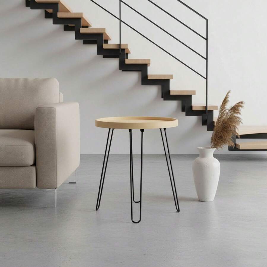 KIWI MOBLEKIT | Wooden And Metal Side Tables For Living Room Or Bedroom, Modern Functional Tables With Different Shapes And Heights, Fixed Or Folding Options For Home - 木/金屬 40x48.5 厘米 - 查看 1