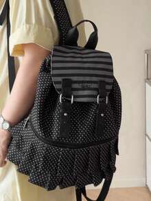 Mochila minimalista de gran capacidad con múltiples bolsillos y diseño a rayas - Multicolor - Ver 3