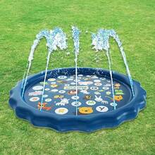 Water Play Mat, Blue Ocean Creatures And Letter Pattern - Durable Outdoor Splash Pad With Exciting Spray Function, Perfect For Lawn, Beach, Garden And Summer Park Activities | Fun Water Game Design - Spray Pad - View 24