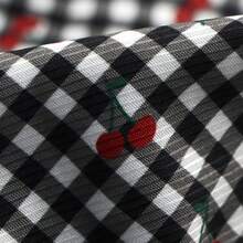 1pc Cherry Tartan Printed Twill Polyester Fabric 59x19.68 Inch Precut Fabric - Vibrant Red Cherry & Plaid Patterns, Durable & Easy-Clean For DIY Quilting, Sewing, Hair Ties, Party Decorations, Craft Projects, Backdrop Fabric, DIY Wallet Making - Default - View 4